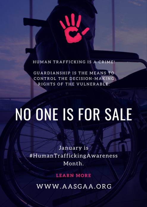 Blue and White Photo Human Trafficking Poster